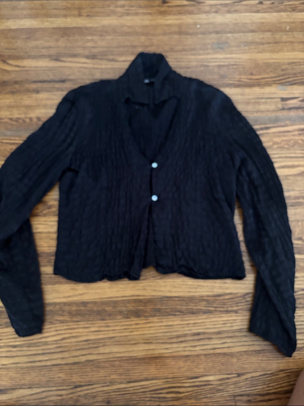 Zara Black Button-Down Long Sleeve Top